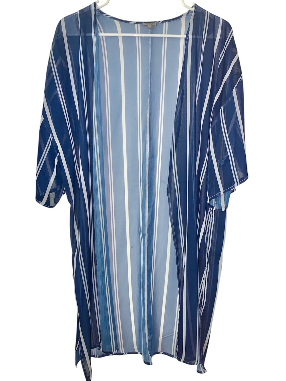 Charlotte Russe Navy Blue and White Striped Open Kimono